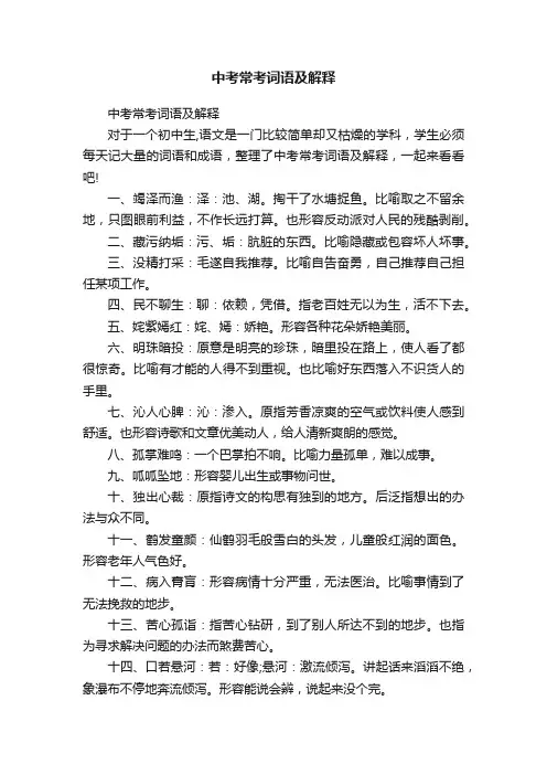 中考常考词语及解释