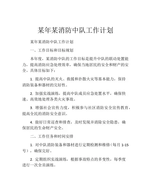 某年某消防中队工作计划