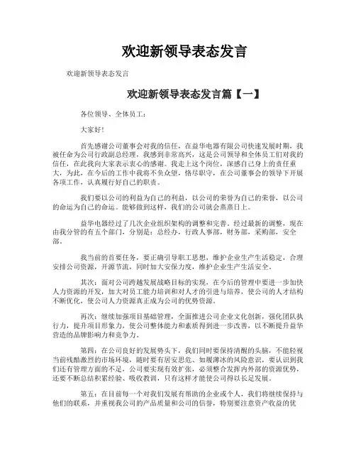 欢迎新领导表态发言