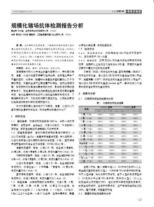 规模化猪场抗体检测报告分析