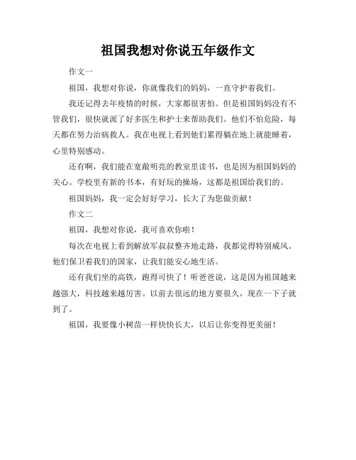 祖国我想对你说五年级作文