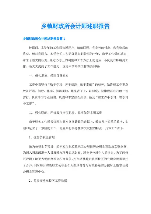 乡镇财政所会计师述职报告