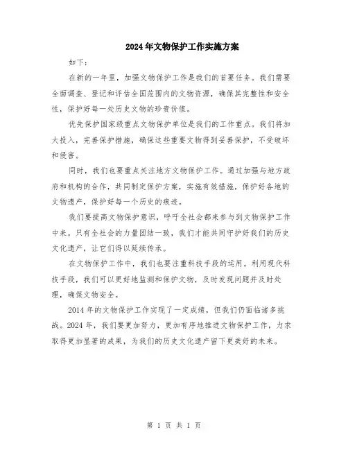 2024年文物保护工作实施方案