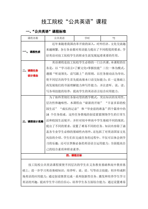 技工院校英语课标xiugai