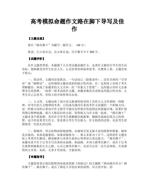 高考模拟命题作文路在脚下导写及佳作