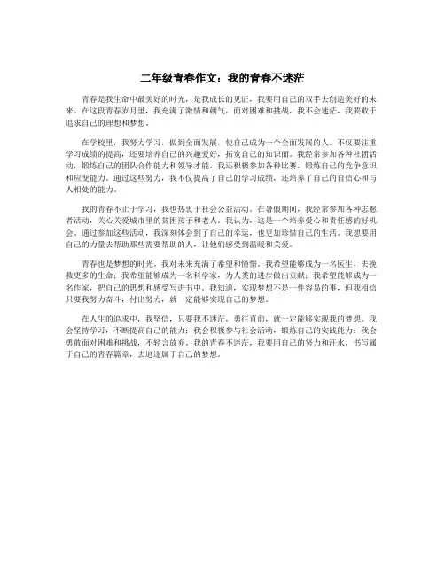 二年级青春作文：我的青春不迷茫