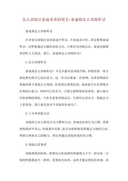 怎么训练让泰迪乖乖的剪毛-泰迪狗怎么训练听话