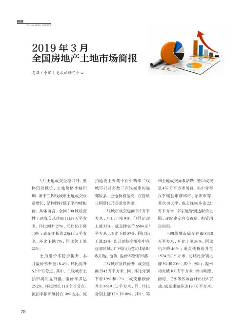 2019年3月全国房地产土地市场简报