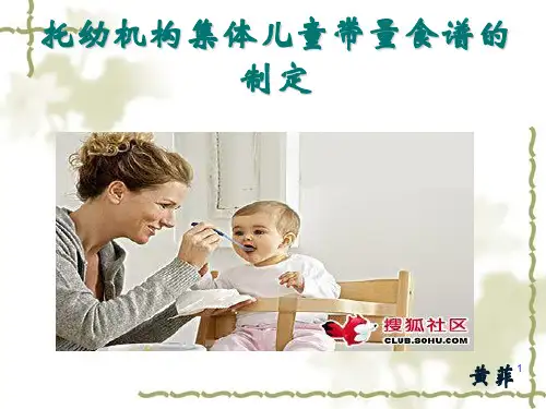 托幼机构集体儿童带量食谱的制定(幼儿园版)ppt课件