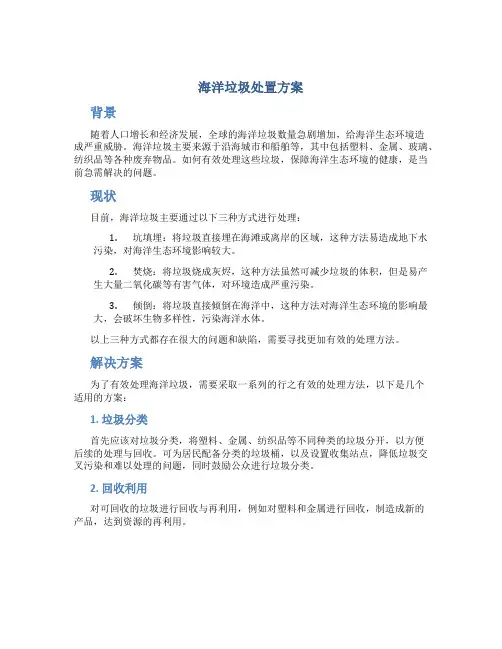 海洋垃圾处置方案