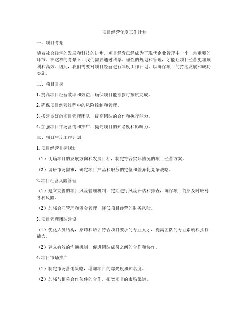 项目经营年度工作计划