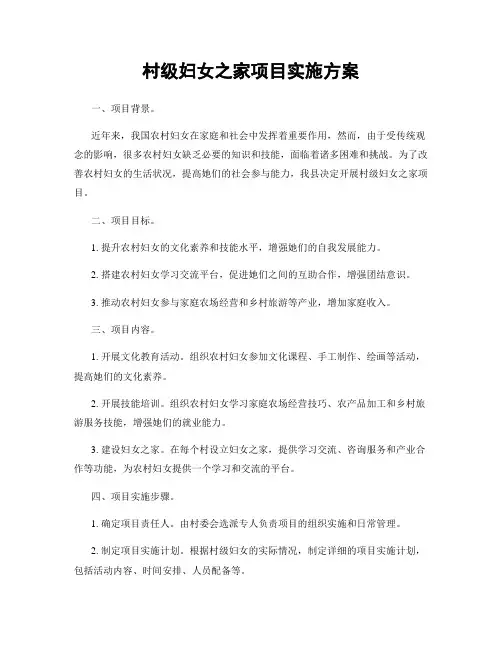 村级妇女之家项目实施方案
