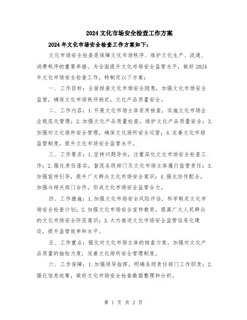 2024文化市场安全检查工作方案