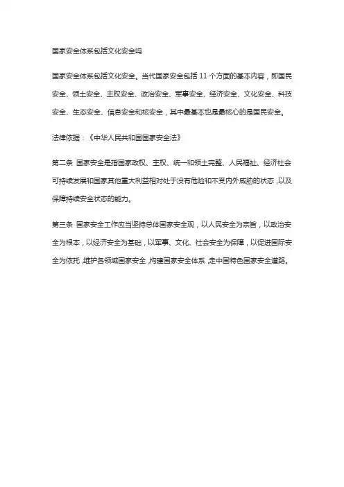 国家安全体系包括文化安全吗