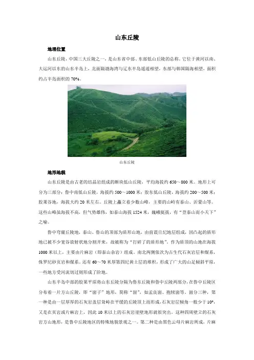 地理词典：山东丘陵