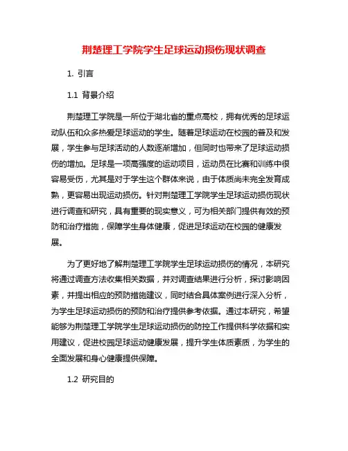 荆楚理工学院学生足球运动损伤现状调查