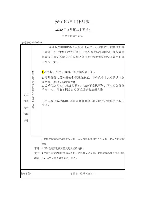 [监理资料]安全监理工作月报(36)