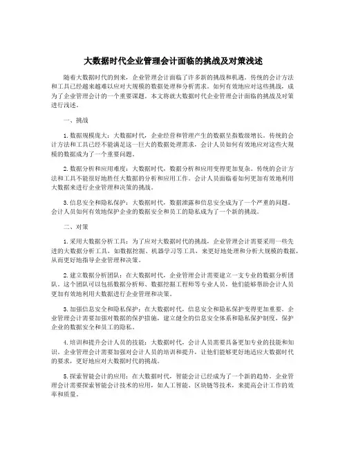 大数据时代企业管理会计面临的挑战及对策浅述
