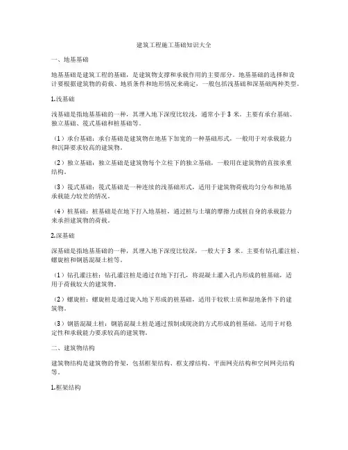建筑工程施工基础知识大全
