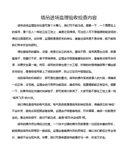 塔吊进场监理验收检查内容
