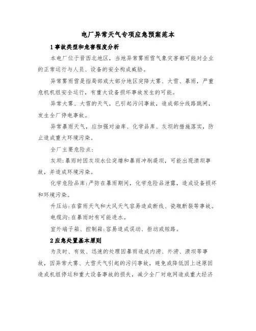 电厂异常天气专项应急预案范本(3篇)