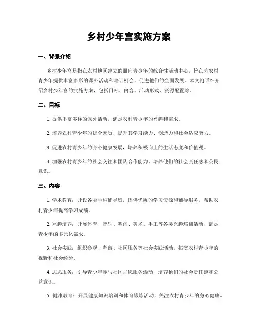 乡村少年宫实施方案