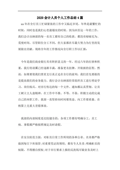 2020会计人员个人工作总结4篇