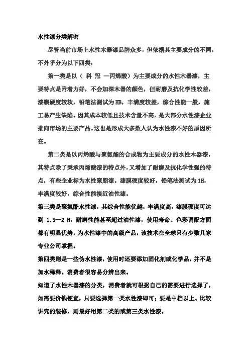 水性漆分类解密