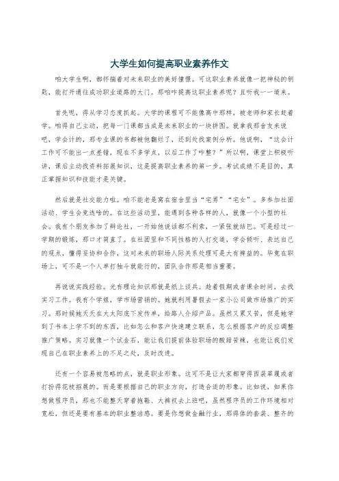 大学生如何提高职业素养作文