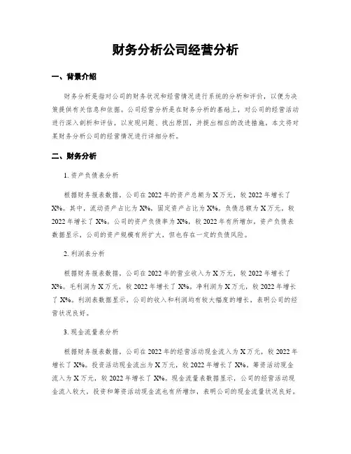 财务分析公司经营分析