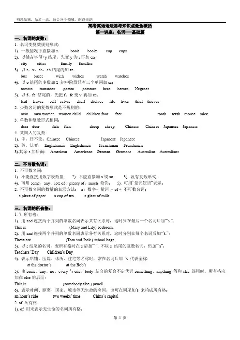 2019年高考英语语法知识最全概括