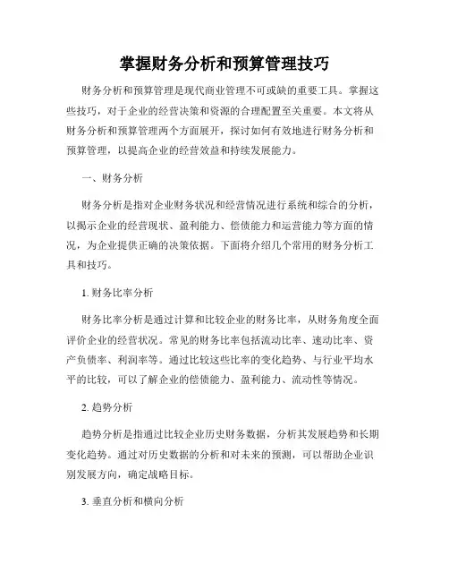 掌握财务分析和预算管理技巧