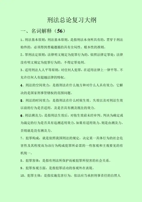 刑法总论复习总纲