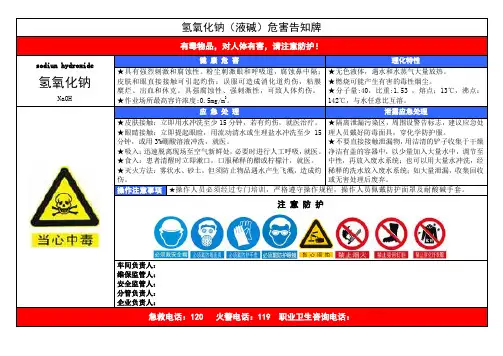 氢氧化钠(液碱)危害告知牌