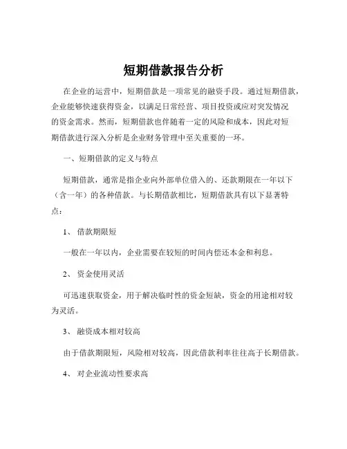 短期借款报告分析