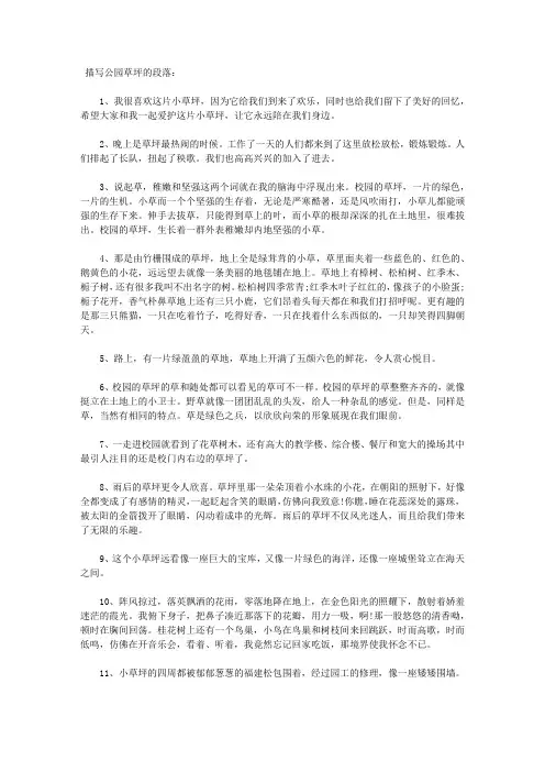 描写公园草坪的段落