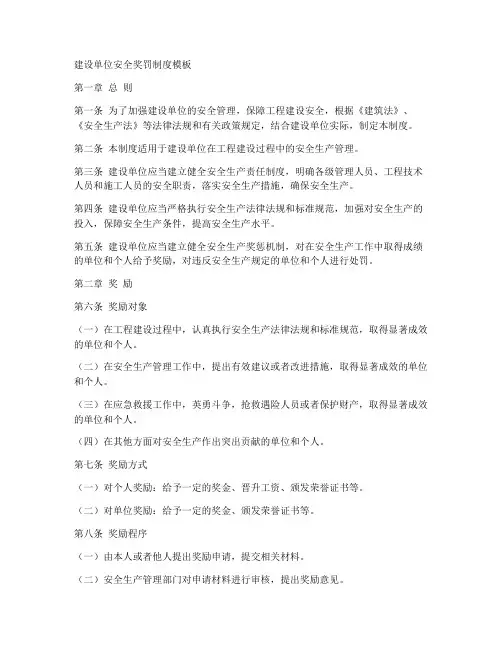 建设单位安全奖罚制度模板