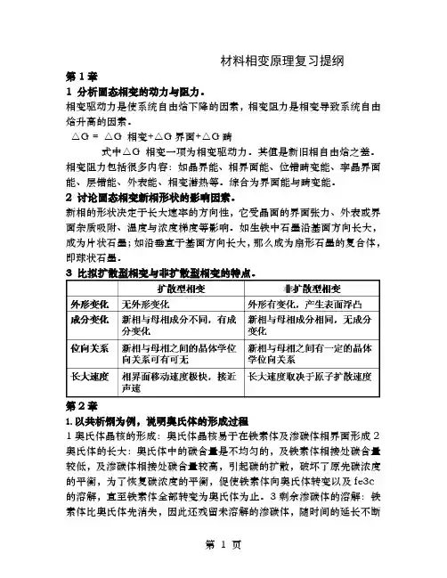材料相变原理复习提纲