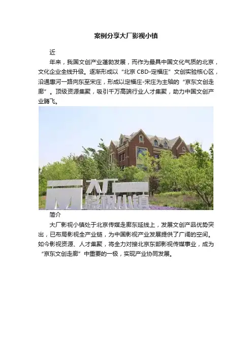 案例分享大厂影视小镇