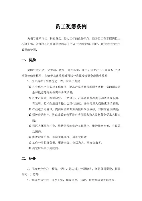员工奖惩条例
