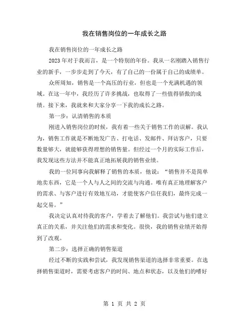 我在销售岗位的一年成长之路