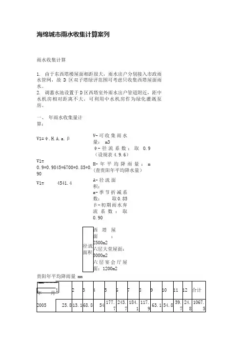 海绵城市雨水收集计算案列