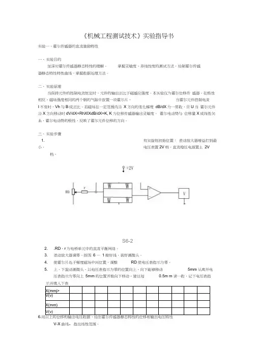 《机械工程测试技术》实验指导书