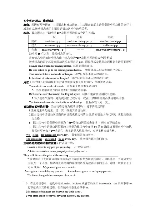 初中英语语法：被动语态