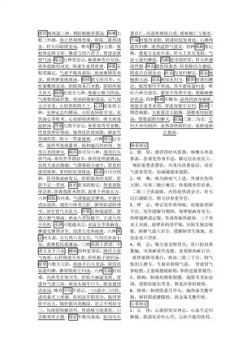 中医内科学口诀