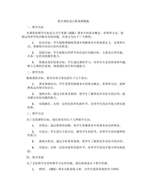 教学课程设计框架图模板