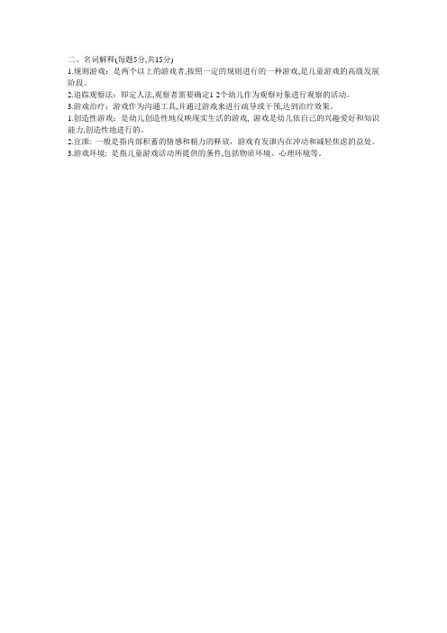 学前游戏理论指导名词解释
