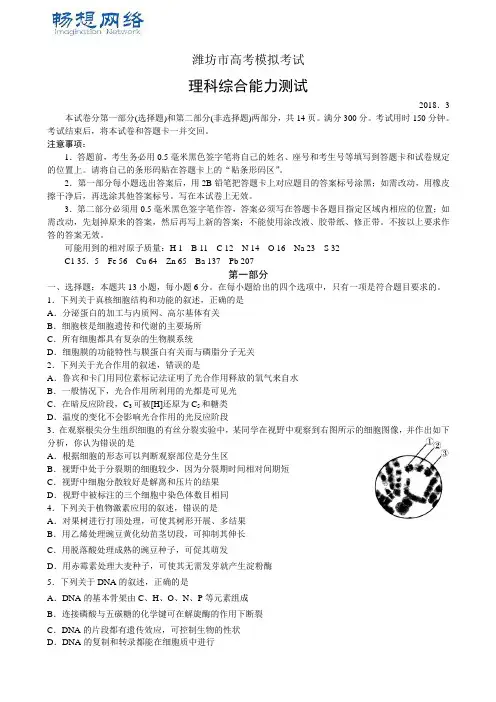 山东省潍坊2018届高三一模理科综合试题[精品文档]