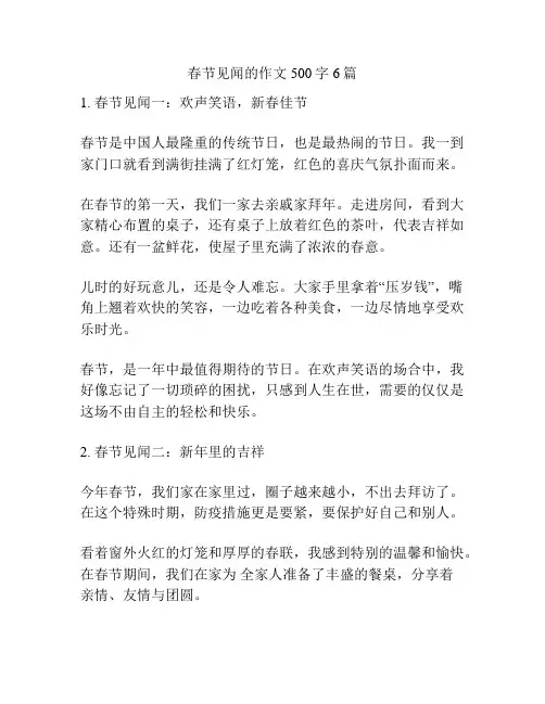 春节见闻的作文500字6篇