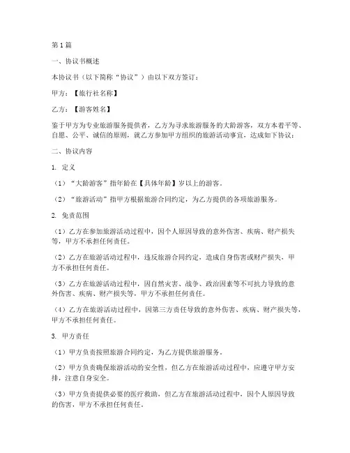 大龄游客免责协议书范本(3篇)